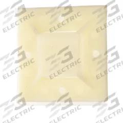 TY-RAP Cable Tie Mounting Base: 0.81 in Slot Wd, 0.13 in Slot Ht, 2 in L x 2 in W x 0.26 in H, 25 PK (MPN TC368A). Key specifications — For Use With: Cable Ties Up To 50 lb Tensile Strength; Size: 2 in L x 2 in W x 0.26 in H; Color: Natural; Screw Mount Hole Size: #8; Brand: TY-RAP.