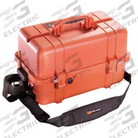 PELICAN EMS Case: 20 3/4 in L x 12 3/4 in W x 12 3/4 in D, Polypropylene, Orange, 11-20 in/30+ in (MPN 1460-005-150). Key specifications — Color: Orange; Closure Type: Latch; Features: Adjustable Tray Dividers; Brand: PELICAN.