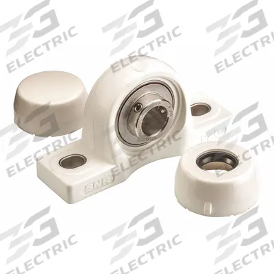 NTN Pillow Block Bearing: 1 1/4 in Bore, Polymer, Set Screws, 1 11/16 in Shaft Ht - Food-Grade Pillow Block Ball Bearings