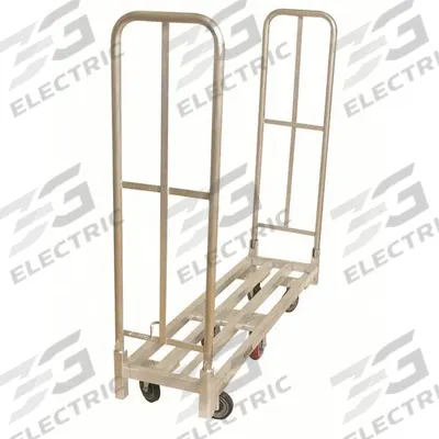 WESCO Platform Truck: 1,750 lb, 59 1/2 in L x 16 in W x 9 1/2 in H Deck, Polyurethane - Aluminum-Deck Platform Trucks with Tall Handles