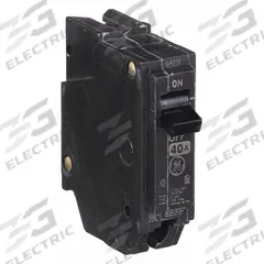 GE Miniature Circuit Breaker: THQL, 40 A, 120/240V AC, Single Phase, 10kA at 120/240V AC, Std (MPN THQL1140). Key specifications — Amps: 40 A; AC Voltage Rating: 120/240V AC; Phase: Single; Max. AIR Rating: 10kA at 120/240V AC; For Use With: Power Mark Gold Load Centers and AQ Lighting Panels.