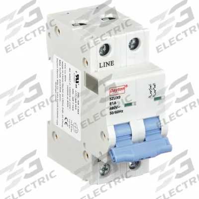 Dayton Supplementary Protector: 1 A Amps, 7.5kA at 480V AC, Screw Clamp, NDB2-63 - B-Curve, 2-Pole UL1077 DIN Rail-Mount Supplementary Protectors
