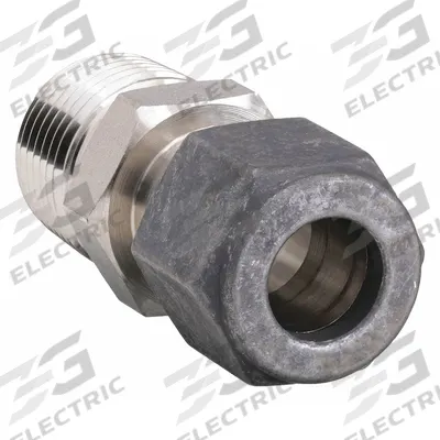PARKER Compression Fitting Adapter: 1/2 in OD x 1/2 in Pipe Fitting Size - Single-Ferrule Stainless Steel Fittings