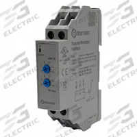 TRUMETER Voltage Sensing Relay: DIN-Rail Mounted, 6 Pins/Terminals, 5 A, 208 to 480V AC (MPN VMR03). Key specifications — Contact Rating (AC): 5 A @ 240V AC (Resistive); Contact Rating (DC): 5 A @ 30V DC; Drop-Out Range: 5% to 15%; Monitored Parameters: Undervoltage; Pick Up Range: 183 to 528V AC; Brand: TRUMETER.