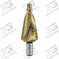 RUKO TOOLS Step Drill Bit: 5/16" to 1", TiN-Coated HSS, 3-Flats Shank (MPN 101705T). Key specifications — attr1234936: Not Impact Rated.