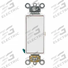 LEVITON Wall Switch: Rocker Switch, Single Pole, Momentary, White, 120/277V AC, 15 A (MPN 5655-2W). Key specifications — Illuminated: No; Voltage Rating: 120/277V AC.