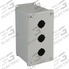 WIEGMANN Push Button Enclosure: 30mm, 3 Holes, Carbon Steel, NEMA 4 (MPN PBXD3). Key specifications — attr211299: WIEGMANN; attr1043605: Washdown-Corrosion-Resistant.