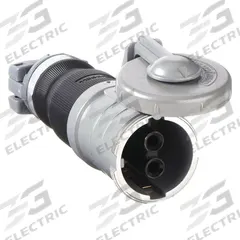 HUBBELL Pin and Sleeve Connector: Gray, 250V DC/600V AC, Single Phase, 60 A, 2 Pole, 3 Wire (MPN HBL360CS1W). Key specifications — Brand: HUBBELL.
