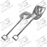 SANI-LAV Stainless Steel Shovel: Silver, 14 in Blade Lg, 10 1/2 in Blade Wd, Scoop, Stainless Steel (MPN 207R). Key specifications — attr873746: D Handle; attr873742: No; attr916068: No; attr873737: SANI-LAV; attr873735: Scoop; attr916070: Yes; attr920823: Yes; attr873738: Silver.