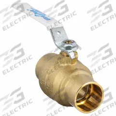 MILWAUKEE VALVE Manual Two-Way Ball Valve: 1 1/4 in, Brass, Straight, Sweat x Sweat, Two-Piece (MPN UPBA485B 1-1/4). Key specifications — Brand: MILWAUKEE VALVE; Handle: Locking Lever.