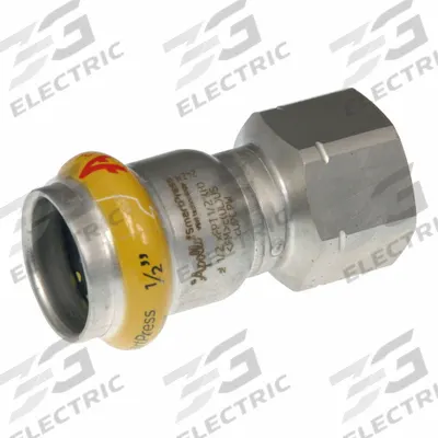 APOLLO Crimp Adapter Fitting: 2 in Pipe x 1 1/2 in Pipe Size, Press-fit x FNPT - Gas Stainless Steel Press Pipe Fittings