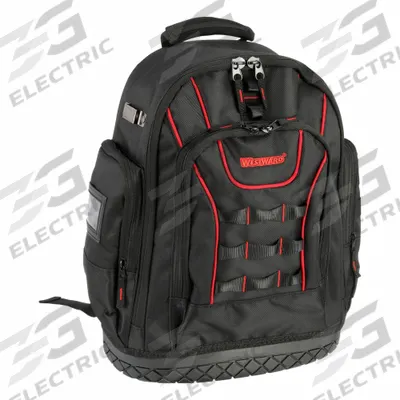 WESTWARD Tool Backpack: 17 in W 7 in D 19 in H, Polyester, Black, 19 Inside Pockets - Polyester Tool Backpacks