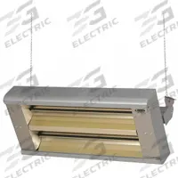 FOSTORIA Electric Infrared Heater: 5000W Watt Output, 208V AC, 1 Phase, Hardwired, 30° Beam Pattern (MPN 342-30-THA-208V). Key specifications — Wattage Output: 5000W; Voltage: 208V AC; Brand: FOSTORIA; Electrical Connection: Hardwired; Element Type: Quartz Lamp; Housing Color: Silver; Housing Material: Aluminum; Overall Dimensions - L x W x D: 33 in x 15 in x 11 in.