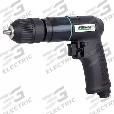 SPEEDAIRE Air-Powered Drill: 3/8 in Chuck, Medium Duty, 1,800 RPM, 0.5 hp, Keyless - Pistol-Grip Air-Powered Drills