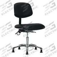 ESD Chair: Vinyl, Armless, Ht Range 19 in to 24 in, 18 1/2 in Seat Wd, 17 in Seat Dp, 0 Casters (MPN BR-ESD-VDHCH-CR-T1-A0-EG-ESDBLK). Key specifications — Foot Support: No; Back Tilt Backward: 13.5°; Back Tilt Forward: 10.5°; Base Material: Aluminum; Brand: APPROVED VENDOR; Product Type: ESD Chair; ESD-Safe: ESD-Safe; Seat Tilt Backward: 3°.