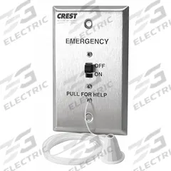 CREST HEALTHCARE SUPPLY Pullcord Bed Station: 2 3/4 in Overall Wd, 24V DC, 2332C. Key specifications — Standards: FDA Listed; Manufacturer Part Number: 2332C; Color: Silver; Voltage: 24V DC; Brand: CREST HEALTHCARE SUPPLY; Call Station Type: Pullcord Bed Station; Part Type: Station Replacements; Station Type: Pullcord Station.