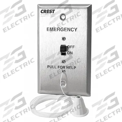 CREST HEALTHCARE SUPPLY Pullcord Bed Station: 2 3/4 in Overall Wd, 24V DC - Call Stations