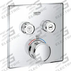 GROHE Dual Function Thermostatic Trim: Compatible Product Type Grohtherm SmartControl Showers (MPN 29141000). Key specifications — Compatible Product Type: Grohtherm SmartControl Showers; Brand: GROHE; Product Type: Dual Function Thermostatic Trim; Trim Plate Shape: Square; Trim Finish/Color: Chrome.