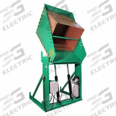 VALLEY CRAFT Hydraulic Box Dumper: 4,000 lb Max Load Capacity, 5 in Max Chute Reach, 72 in Dump Ht (MPN F80171A1). Key specifications — Frame Material: Steel; Operating Voltage: 460V AC; Chute Material: Steel; Brand: VALLEY CRAFT; Controls: Pendant; Includes: Spring-Loaded Hold Down Bar.