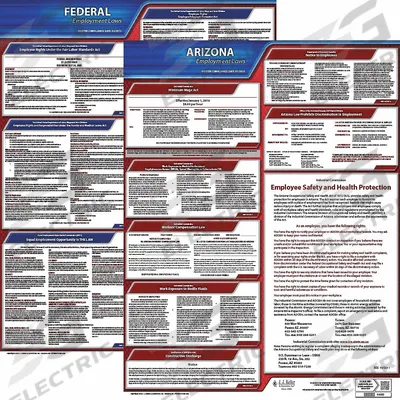 JJ KELLER Labor Law Poster: AZ, English, Plastic, 20 in x 24 in - State & Federal Labor Law Poster Sets