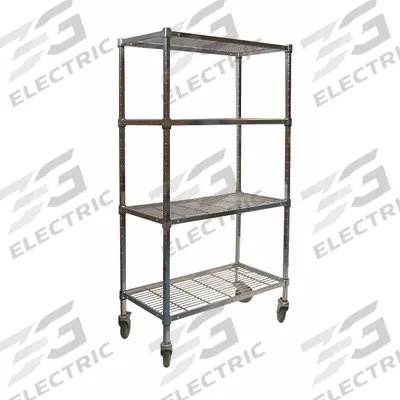 APPROVED VENDOR Wire Shelving Unit: 60 in x 24 in x 70 in, Dry, Split Sleeve, 4 Shelves - Mobile Wire Shelving for Dry Use