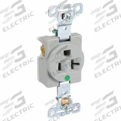 BRYANT Receptacle: Hospital Grade, Single, 5-20R, Gray, 125V AC, 20 A, 2 Pole / 3 Wire (MPN 8310GRY)