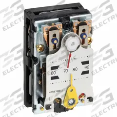 HONEYWELL Pneumatic Thermostat: 60° to 90°F Day, 50° to 80°F Night, Vertical, No, Day/Night (MPN TP971A2003/U). Key specifications — Pneumatic Thermostat Type: Day/Night; Temperature Control Range: 60° to 90°F Day, 50° to 80°F Night; Number of Pipes/Air Flow Output: 2 Pipes, High Volume; Thermostat Action: Direct - 13 psig (Day), Direct - 18 psig (Night); Mounting Direction/Includes Cover: Vertical, No; Brand: HONEYWELL.