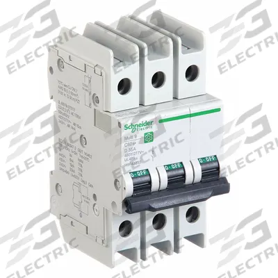 SCHNEIDER Miniature Circuit Breaker: 35 A Amps, 14kA at 120/240V AC, Screw Clamp - D-Curve, 3-Pole UL489 DIN Rail-Mount Miniature Circuit Breakers
