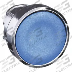 SCHNEIDER Flush Push Button: Blue, 22 mm Mounting Size, Metallic, Momentary (MPN ZB4BA6). Key specifications — Brand: SCHNEIDER; Action: Momentary; Series: XB4; Push Button Material Type: Metallic.