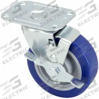 APPROVED VENDOR Plate Caster: Swivel, Side Brake, Polyurethane, 4 in Wheel Dia, 1 1/4 in Wheel Wd (MPN 400K67). Key specifications — Wheel Bearing Type: Delrin; Wheel/Tread Color: Blue; Brand: APPROVED VENDOR; Caster Type: Swivel with Brake.