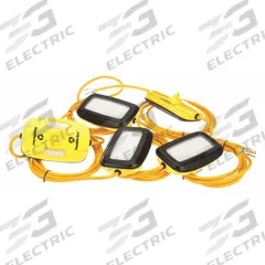 SOUTHWIRE String Light: LED, Corded, String Light, 100 ft Power Cord Lg, 100 ft String Overall Lg (MPN 7165SW). Key specifications — attr564215: Straight Blade; attr564191: Plastic; attr564187: Built-In; attr564159: SOUTHWIRE; attr564164: 5000K; attr564165: SJTW; attr564166: 14 AWG; attr564190: String Light.
