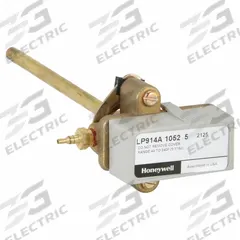 Pneumatic Temperature Transmitter: Rod and Tube Element, 265°F, 18 psi to 25 psi, 1/4 in Barb (MPN LP914A1052/U). Key specifications — Air Connection Type: Barb; Action Type: Direct Acting; Manufacturer Part Number: LP914A1052/U; Brand: HONEYWELL; Element Type: Rod and Tube; Mounting Style: Well; Product Type: Pneumatic Temperature Sensor.