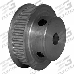 DAYTON Timing Pulley: Modified Curvilinear, Fixed, For GT Timing Belt Section, For 6 mm Belt Wd (MPN 34-3P06-6FA3). Key specifications — Brand: DAYTON; Finish: Clear Anodized; For Belt Series: Powerhouse®.