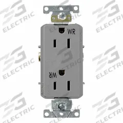 LEVITON Plugs and Receptacles: Duplex, 5-15, Gray, 125V AC, 15 A, 2 Pole / 3 Wire (MPN WTD15-GY)
