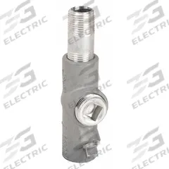 Sealing Fitting - Vertical and Horizontal: Aluminum, 1/2 in Trade Size, Male to Female (MPN EYM-50AL). Key specifications — Brand: APPLETON ELECTRIC; Finish: Powder Coated; Connection Type: Threaded; Thread Gender: Male to Female; Ends - Hazardous Fittings: 1/2 in FNPT x 1/2 in MNPT; Material: Aluminum; Hazardous Location Rating: Class III; Thread Type: NPT.