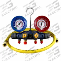 YELLOW JACKET Manifold Gauge: 4 Valves, 4 Hoses, Series BRUTE II, 3 1/8 in Gauge (MPN 46022). Key specifications — Product Type: Manifold Gauge Set; For Refrigerant Type: R-22; Brand: YELLOW JACKET; Gauge Boots: Yes; Sight Glass: Yes.