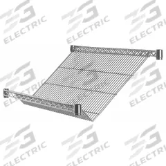 METRO Slanted Wire Shelf: 24 in x 18 in, 1 Shelves, Split Sleeve, 200 lb Load Capacity, Dry, Silver (MPN 1824DNC-1PK). Key specifications — NSF Approved: Yes; Recommended Environment: Dry; Material: Steel; Brand: METRO; Color: Silver; Finish: Chrome; NSF Approval: NSF Approved.