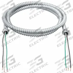 SOUTHWIRE Metal Clad Whip: 14 AWG, 3 Conductors, Copper, 6 ft, Galvanized Steel, Std, 1/2 in Snap In (MPN 55082415). Key specifications — Whip Fitting Type: 1/2 in Snap In; Brand: SOUTHWIRE.