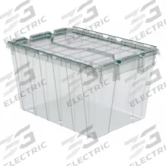 AKRO-MILS Attached Lid Tote: 12 gal, 21 1/2 in x 15 1/4 in x 12 1/2 in, Clear Body, Clear Lid (MPN 39120SCLAR). Key specifications — Material: Plastic; Brand: AKRO-MILS.
