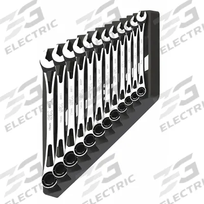SK PROFESSIONAL TOOLS Combination Wrench Set: Alloy Steel, Chrome, 12 Tools, Std - Metric 6-Point Ratcheting Combination Wrench Sets
