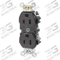 LEVITON Receptacle: Duplex, 5-15, Brown, 125V AC, 15 A, 2 Pole / 3 Wire (MPN 5262-IGB)