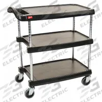 Laboratory Utility Cart: 40 1/4 in Overall Lg, 27 3/4 in Overall Wd, 36 7/8 in Overall Ht, Polymer (MPN GRMY2636-35BL). Key specifications — Brand: INSTOCK; Product Type: Lab Cart; Includes: (3) Shelves; Cart Material: Polymer.