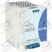 EATON DC Power Supply: DIN Rail, 240 W Output Power - Rated, 10 A Current - Output, Three Phase (MPN PSG240F24RM). Key specifications — attr1044898: Three; attr1044874: Metal; attr1044879: 400 to 500V AC; attr211400: EATON.