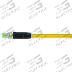 Cordset: M8 Male Straight X Bare Wire, 3 Pins, Yellow, PUR, 7.5 m Cable Lg, 24 AWG Wire Size (MPN 7000-08001-0300750). Key specifications — Cable Jacket Color: Yellow; End 1 Mounting Orientation: Straight; End 1 Gender: Male; End 1 Connection Type: M8; Cable Jacket Material: PUR; Brand: MURRELEKTRONIK; IP Rating: IP66K; End 2 Connection Type: Bare Wire.