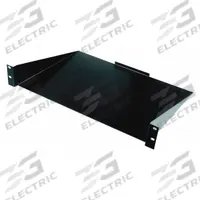 VIDEO MOUNT PRODUCTS Rack Shelf: 2 u, Solid Shelf, 12 1/2 in Overall Dp, 2 5/8 in Overall Ht, Black (MPN ERS1). Key specifications — Brand: VIDEO MOUNT PRODUCTS; Color: Black; Material: Steel; _Shelf Style: Solid.
