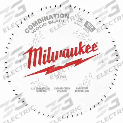 MILWAUKEE Circular Saw Blade: 12 in Blade Dia., 60 Teeth, 0.12 in Cut Wd, 1 in Arbor Size - Wood-Cutting Blades