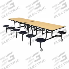 PALMER HAMILTON Cafeteria Table: Fusion Maple, Stool Seat, 29 in Overall Ht, 59 in Overall Lg, Navy (MPN 59TV23293012-S12-FBN). Key specifications — Tabletop Structural Material: Industrial Grade High Pressure Laminate with Particleboard Core; Tabletop Surface Material: Laminate.