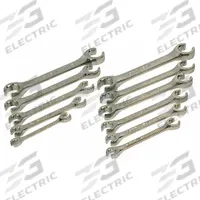 SK PROFESSIONAL TOOLS Flare Nut Wrench Set: Alloy Steel, Chrome, 11 Tools, 0° Opening Angle (Deg.) (MPN 371). Key specifications — attr309703: Chrome; attr309694: No; attr309702: Alloy Steel; attr309692: 184 in to 7/8 in; attr324936: SK PROFESSIONAL TOOLS.