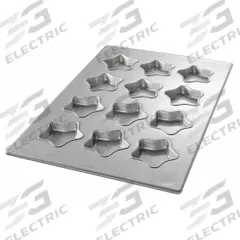 CHICAGO METALLIC Mini Star Muffin Pan: Aluminized Steel, 12 Slots, 17 7/8 in Overall Wd, 22 ga Gauge (MPN 43045). Key specifications — Pan Style: Mini-Star Pan; Brand: CHICAGO METALLIC; Color: Silver; Material: Aluminized Steel; NSF Certified: No; Number of Slots: 12.