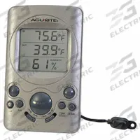 ACURITE Digital Thermometer: 16%to 98% Humidity Range, Indoor Temp, Cabled Sensor (MPN 00219CA1). Key specifications — Primary Scale: Indoor Temperature; Secondary Scale: Outdoor Humidity/Outdoor Temperature; Display Type: Digital; Brand: ACURITE.